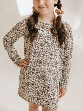 Jax & Lennon ‘Floral’ Long Sleeve Sweatshirt Dress - Bamboo Toddler Dress